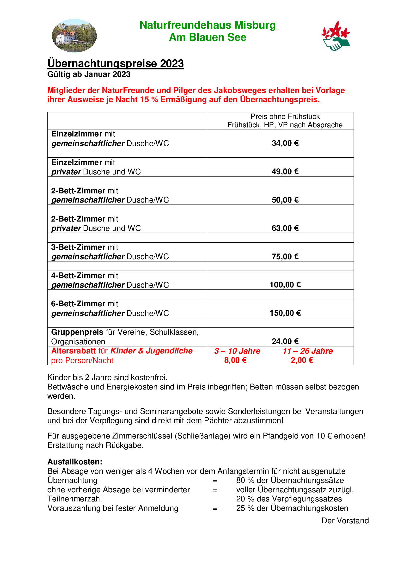 Preisliste Nfh 2023